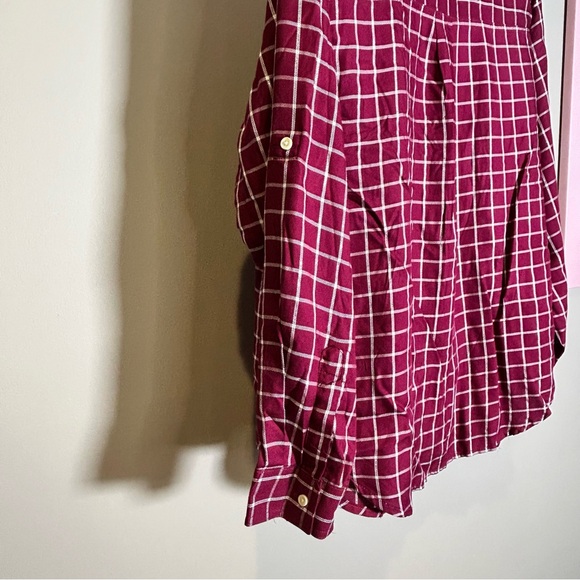 Women’s plus size Red Plaid Button-Up Shirt with roll up tab sleeves size 1X NEW - Picture 3 of 7